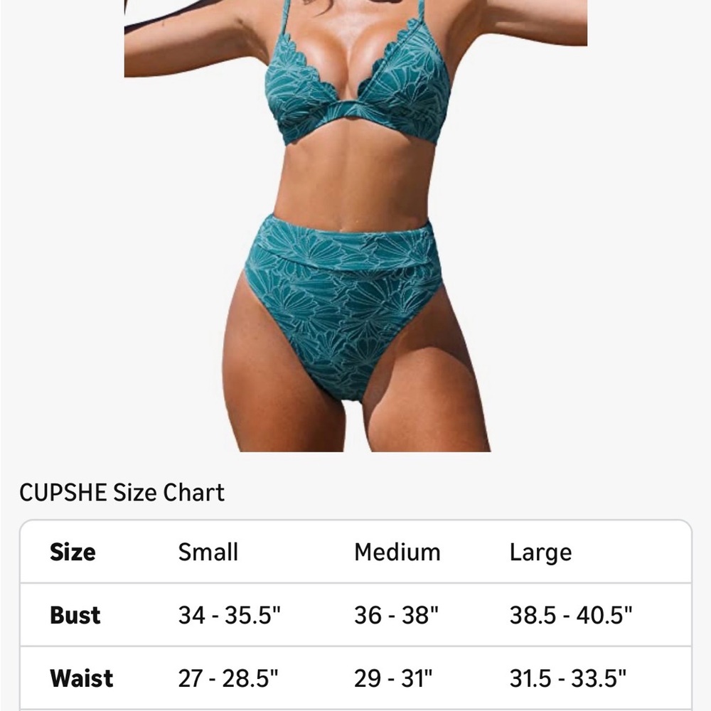 Cupshe Criss Cross Back Teal Blue Bikini Size Small - Picture 9 of 9